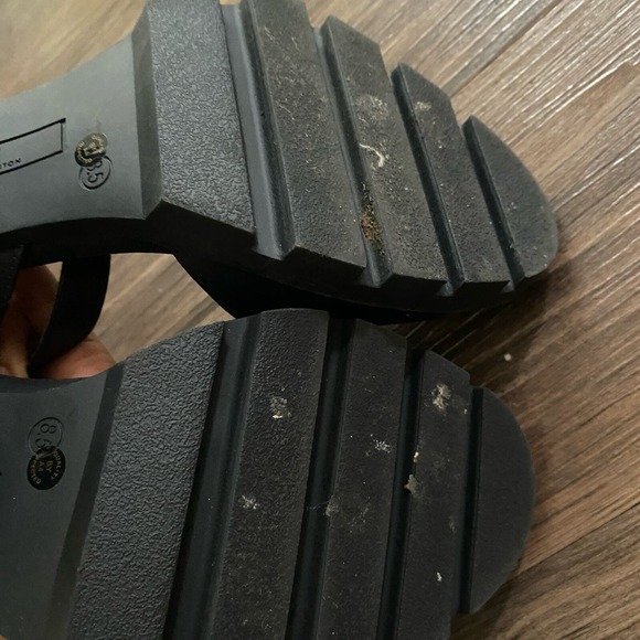 Worthington sz 8.5 Black Chunky Block Heel Sandals Ankle Strap Open Shoes‎ - Picture 8 of 8